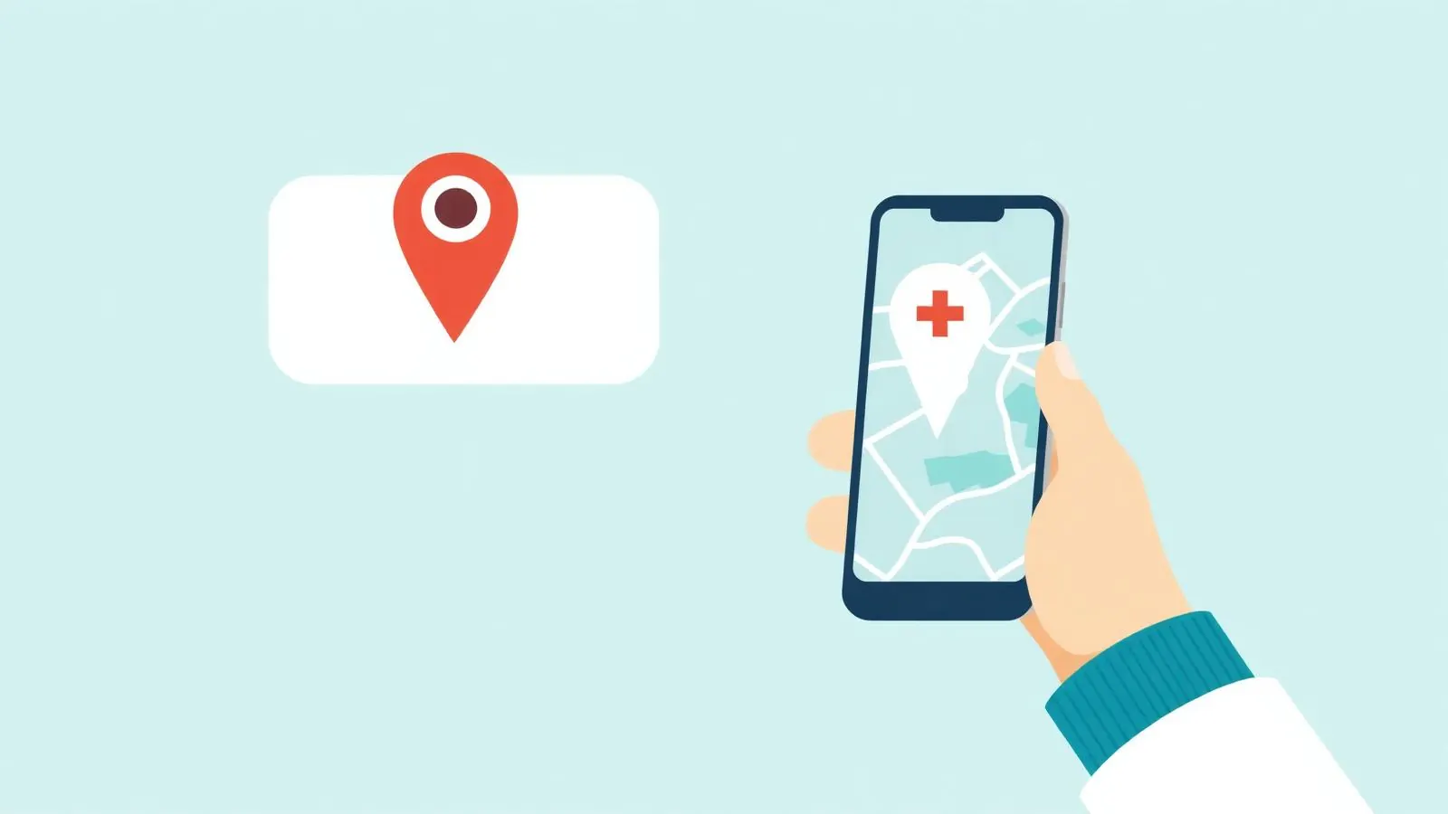 Patient using Google Maps on phone to find a nearby medical clinic